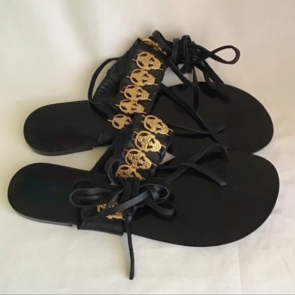 Thomas Wylde Gold Skull Wrap Sandals - Picture 2 of 9